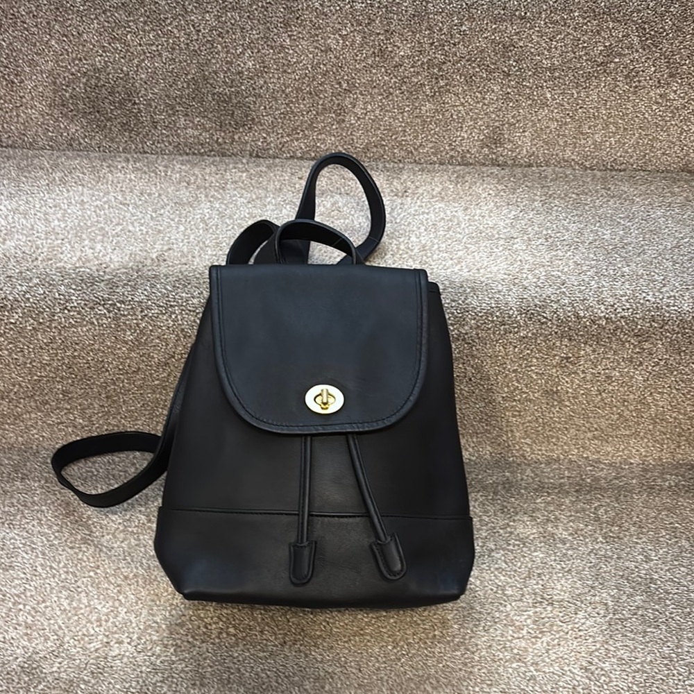 Coach Black Leather Backpack